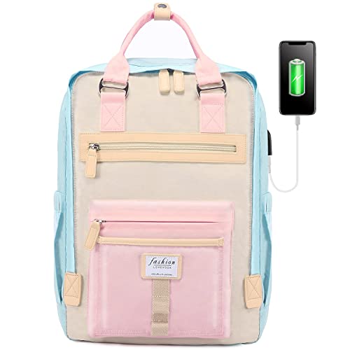 LOVEVOOK Laptop Backpack College Backpack for Women Waterproof Travel Backpack Cute Backpack with USB Charging Port 15.6 Inch