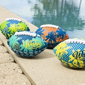 WAHU 100% Waterproof Mini Beach Football with Real Laces for in and Out of Water Play, 6.5" Outdoor Mini Football for Pool and Beach Games, Orange/Blue