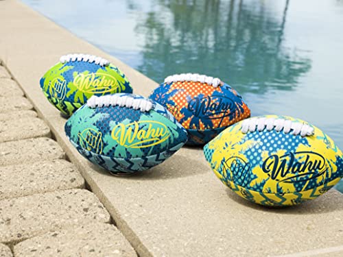 WAHU 100% Waterproof Mini Beach Football with Real Laces for in and Out of Water Play, 6.5" Outdoor Mini Football for Pool and Beach Games, Orange/Blue