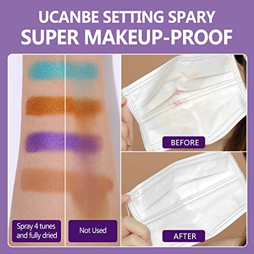 UCANBE Long Lasting Makeup Setting Spray Kit- 6.76 Fl oz Hydrating Matte Finish Mist Lightweight Face Make up Fixer +Travel Size Spray Bottle+Sponge Puff Makeup Set