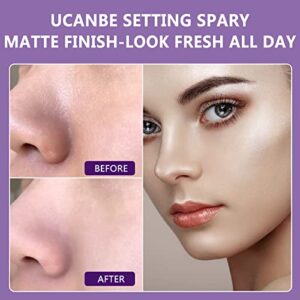 UCANBE Long Lasting Makeup Setting Spray Kit- 6.76 Fl oz Hydrating Matte Finish Mist Lightweight Face Make up Fixer +Travel Size Spray Bottle+Sponge Puff Makeup Set