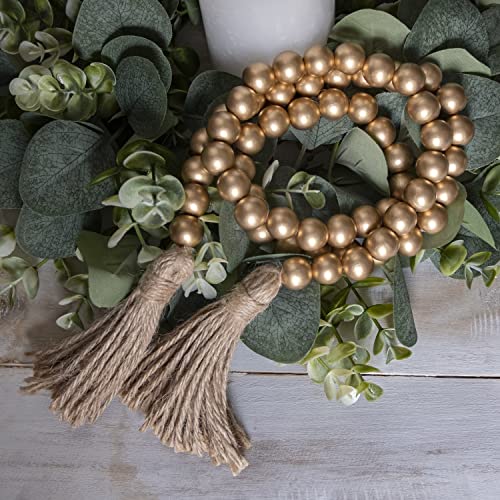 Wooden Bead Garland Decor, Wood Beads Garland Decorative Beads, Wooden Beads Garland, Wood Bead Garland Farmhouse, Wood Bead Garland Tassels, Boho Tassel Garland Beads Decor Beads Wooden Garland Beads