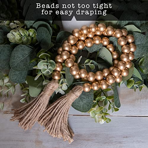 Wooden Bead Garland Decor, Wood Beads Garland Decorative Beads, Wooden Beads Garland, Wood Bead Garland Farmhouse, Wood Bead Garland Tassels, Boho Tassel Garland Beads Decor Beads Wooden Garland Beads