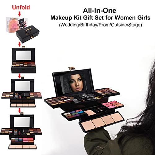 58 colors Professional All In One Makeup Full Kit for Women Girls Beginner, Makeup Gift Set with Eye Shadow Blush, Lipstick, Compact Powder, Mascara, Eyeliner, Lip Liner, Eyebrow Pencil, Glitter(331N)