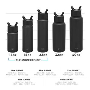 Simple Modern Water Bottle with Straw and Chug Lid Vacuum Insulated Stainless Steel Metal Thermos Bottles | Reusable Leak Proof BPA-Free Flask for Sports Gym | Summit Collection | 32oz, Midnight Black