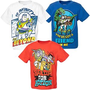 disney pixar toy story buzz lightyear woody rex toddler boys 3 pack graphic t-shirts multi 2t