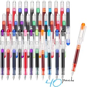 40 pack disposable fountain pens set, colored ink extra fine nib classic design large capacity calligraphy pens for journaling, office supplies for sketching, writing