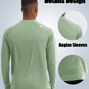 TACVASEN Men's UV Shirt Long Sleeve Swim Sun Protection Tops Running Shirts Outdoor Rash Guard Performance Tee Quick Dry Swimwear for Men Light Green