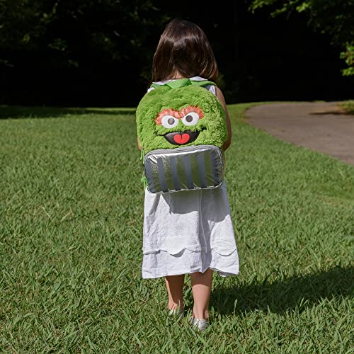 Sesame Street Plush Oscar The Grouch Backpack for Toddlers, Boys, and Girls - for School or Travel - Small 12 Inch Size