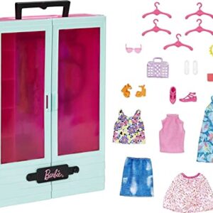 Barbie Closet Playset with 3 Outfits, Styling Accessories and Hangers, Mix-And-Match Barbie Clothes for 50+ Looks (Amazon Exclusive)