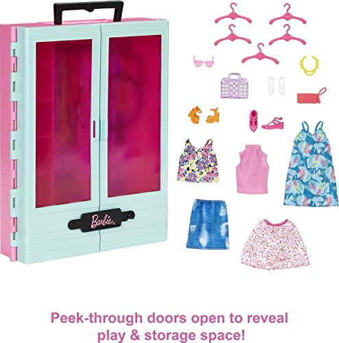 Barbie Closet Playset with 3 Outfits, Styling Accessories and Hangers, Mix-And-Match Barbie Clothes for 50+ Looks (Amazon Exclusive)