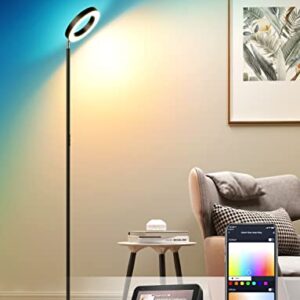 XMCOSY+ Floor Lamp, 2400LM Smart RGBW LED Standing Lamp with Modern Double-Side Lighting, WiFi APP Control, Works with Alexa, 2700K-6400K Color Changing Dimmable Tall Lamps for Living Room Bedroom