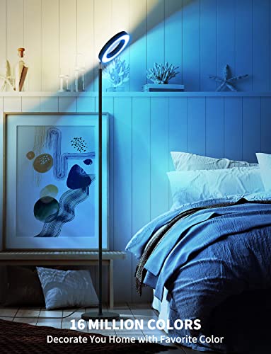 XMCOSY+ Floor Lamp, 2400LM Smart RGBW LED Standing Lamp with Modern Double-Side Lighting, WiFi APP Control, Works with Alexa, 2700K-6400K Color Changing Dimmable Tall Lamps for Living Room Bedroom