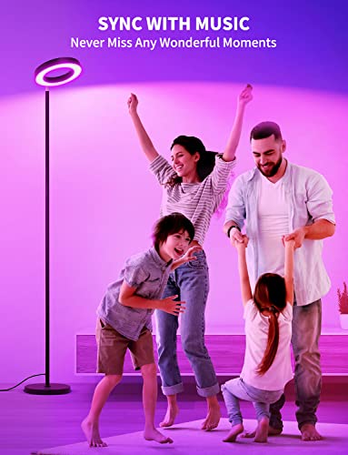 XMCOSY+ Floor Lamp, 2400LM Smart RGBW LED Standing Lamp with Modern Double-Side Lighting, WiFi APP Control, Works with Alexa, 2700K-6400K Color Changing Dimmable Tall Lamps for Living Room Bedroom