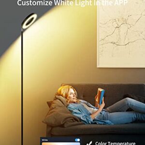 XMCOSY+ Floor Lamp, 2400LM Smart RGBW LED Standing Lamp with Modern Double-Side Lighting, WiFi APP Control, Works with Alexa, 2700K-6400K Color Changing Dimmable Tall Lamps for Living Room Bedroom