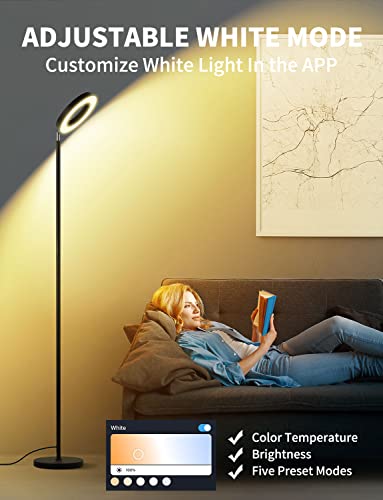 XMCOSY+ Floor Lamp, 2400LM Smart RGBW LED Standing Lamp with Modern Double-Side Lighting, WiFi APP Control, Works with Alexa, 2700K-6400K Color Changing Dimmable Tall Lamps for Living Room Bedroom