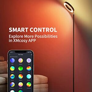 XMCOSY+ Floor Lamp, 2400LM Smart RGBW LED Standing Lamp with Modern Double-Side Lighting, WiFi APP Control, Works with Alexa, 2700K-6400K Color Changing Dimmable Tall Lamps for Living Room Bedroom