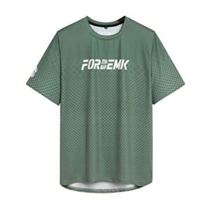 forbemk men's bike shirts short sleeve quick dry&moisture-wicking running hiking cycling jerseys bike clothing bicycle shirt-light green-m