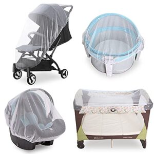 coldwind 2 pack mosquito net for stroller durable baby mosquito net perfect bug net for strollers, bassinets, cradles, playards, pack n plays and portable mini crib, baby insect netting, white