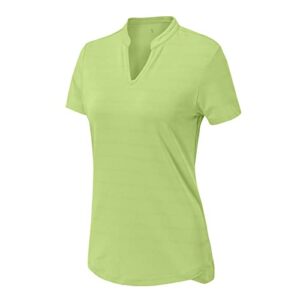 BASUDAM Women's Golf Polo Shirts V-Neck Short Sleeve Collarless Tennis Running T-Shirts Quick Dry Light Green XL