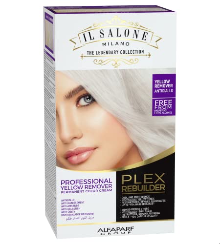 Il Salone Milano Plex Rebuilder - Yellow Remover Hair Dye Kit for Blonde, Grey, White, Natural or Colored Hair - Neutralizes Brassy Tones - Professional Salon - Paraffin, Paraben, Ethyl Alcohol Free