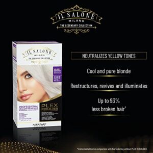 Il Salone Milano Plex Rebuilder - Yellow Remover Hair Dye Kit for Blonde, Grey, White, Natural or Colored Hair - Neutralizes Brassy Tones - Professional Salon - Paraffin, Paraben, Ethyl Alcohol Free