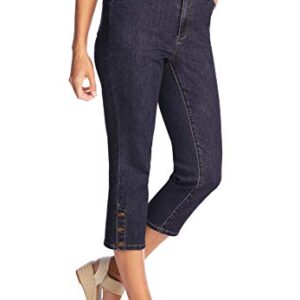 Woman Within Women's Plus Size Perfect Denim Capri with Button Trim - 22 W, Light Wash Blue