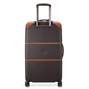 delsey paris chatelet hardside 2.0 luggage with spinner wheels, chocolate brown, checked-26 inch trunk