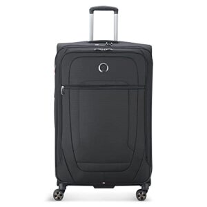 delsey paris helium dlx softside expandable luggage with spinner wheels, black, checked-large 29 inch