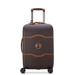 delsey paris chatelet hardside 2.0 luggage with spinner wheels, chocolate brown, carry-on 19 inch