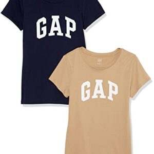 GAP Women's 2-Pack Classic Logo Tee T-Shirt, Mojave, Small