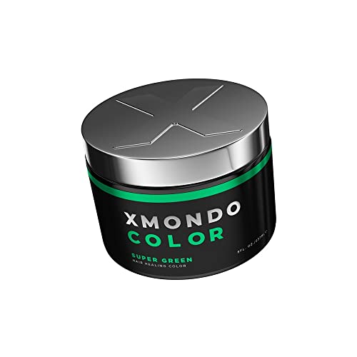 XMONDO Hair Color Super Green Hair Healing Semi Permanent Color | Vegan Formula with Hyaluronic Acid to Retain Moisture, Vegetable Proteins to Revitalize Hair, and Bond Boosting Technology, 8 Fl Oz 1-Pack