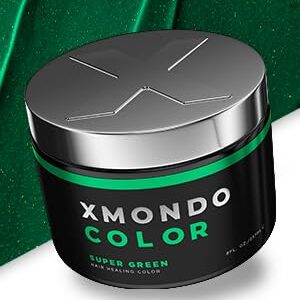 XMONDO Hair Color Super Green Hair Healing Semi Permanent Color | Vegan Formula with Hyaluronic Acid to Retain Moisture, Vegetable Proteins to Revitalize Hair, and Bond Boosting Technology, 8 Fl Oz 1-Pack