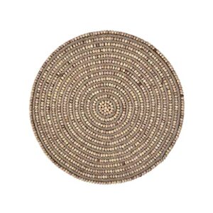 trunkin' set of 2, 14" natural jute & wooden beads embroidered placemat | table placemats for easter holiday or spring season | table mats for party, wedding