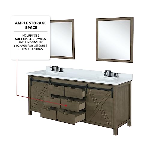 Bell+Modern Ketchum 84 in W x 22 in D Rustic Brown Double Bath Vanity and White Quartz Countertop