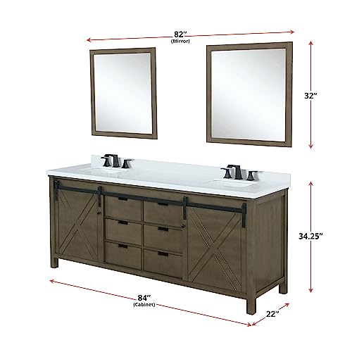 Bell+Modern Ketchum 84 in W x 22 in D Rustic Brown Double Bath Vanity and White Quartz Countertop