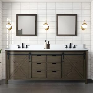 Bell+Modern Ketchum 84 in W x 22 in D Rustic Brown Double Bath Vanity and White Quartz Countertop