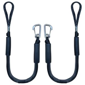 3ft bungee dock line boat ropes for docking line mooring rope with stainless steel clip accessories for boats 2pcs