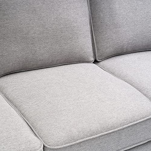 Mellow HANA Modern Linen Fabric Loveseat/Sofa/Couch with Armrest Pockets, Heather Grey