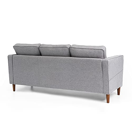 Mellow HANA Modern Linen Fabric Loveseat/Sofa/Couch with Armrest Pockets, Heather Grey