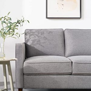 Mellow HANA Modern Linen Fabric Loveseat/Sofa/Couch with Armrest Pockets, Heather Grey