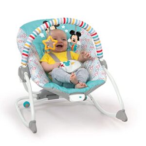 Bright Starts Disney Baby MICKEY MOUSE Infant to Toddler Rocker & Seat with Vibrations and Removable -Toy Bar, 0-30 Months Up to 40 lbs (Original Bestie)