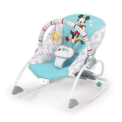 Bright Starts Disney Baby MICKEY MOUSE Infant to Toddler Rocker & Seat with Vibrations and Removable -Toy Bar, 0-30 Months Up to 40 lbs (Original Bestie)