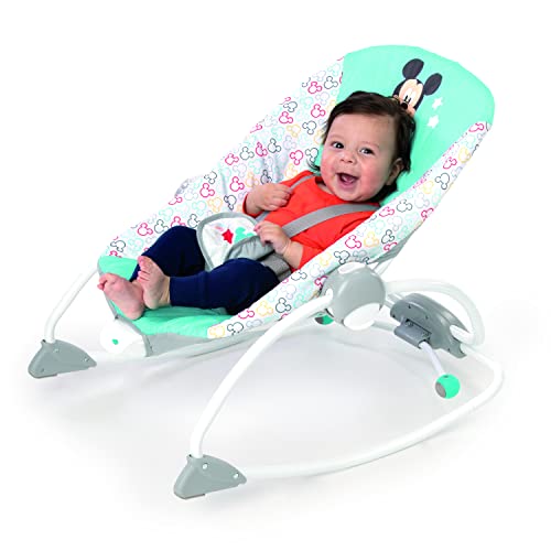 Bright Starts Disney Baby MICKEY MOUSE Infant to Toddler Rocker & Seat with Vibrations and Removable -Toy Bar, 0-30 Months Up to 40 lbs (Original Bestie)