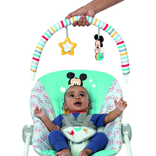 Bright Starts Disney Baby MICKEY MOUSE Infant to Toddler Rocker & Seat with Vibrations and Removable -Toy Bar, 0-30 Months Up to 40 lbs (Original Bestie)