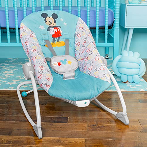 Bright Starts Disney Baby MICKEY MOUSE Infant to Toddler Rocker & Seat with Vibrations and Removable -Toy Bar, 0-30 Months Up to 40 lbs (Original Bestie)