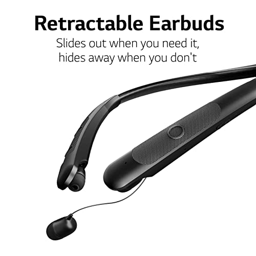 LG TONE Wireless Stereo Headset with Retractable Earbuds NP3, Black, Small