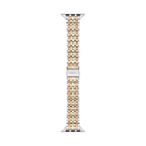 fossil women's apple 38/40/41mm stainless steel interchangeable watch band strap, color: tri-tone (model: s380007)
