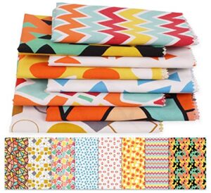 soimoi 8 pc fat quarter bundle, geometric abstarct collection print 18"x 22" diy patchwork- 100% cotton pre-cut quilting fabric multicolor