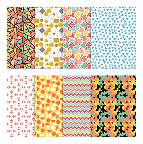Soimoi 8 Pc Fat Quarter Bundle, Geometric Abstarct Collection Print 18"x 22" DIY Patchwork- 100% Cotton Pre-Cut Quilting Fabric Multicolor